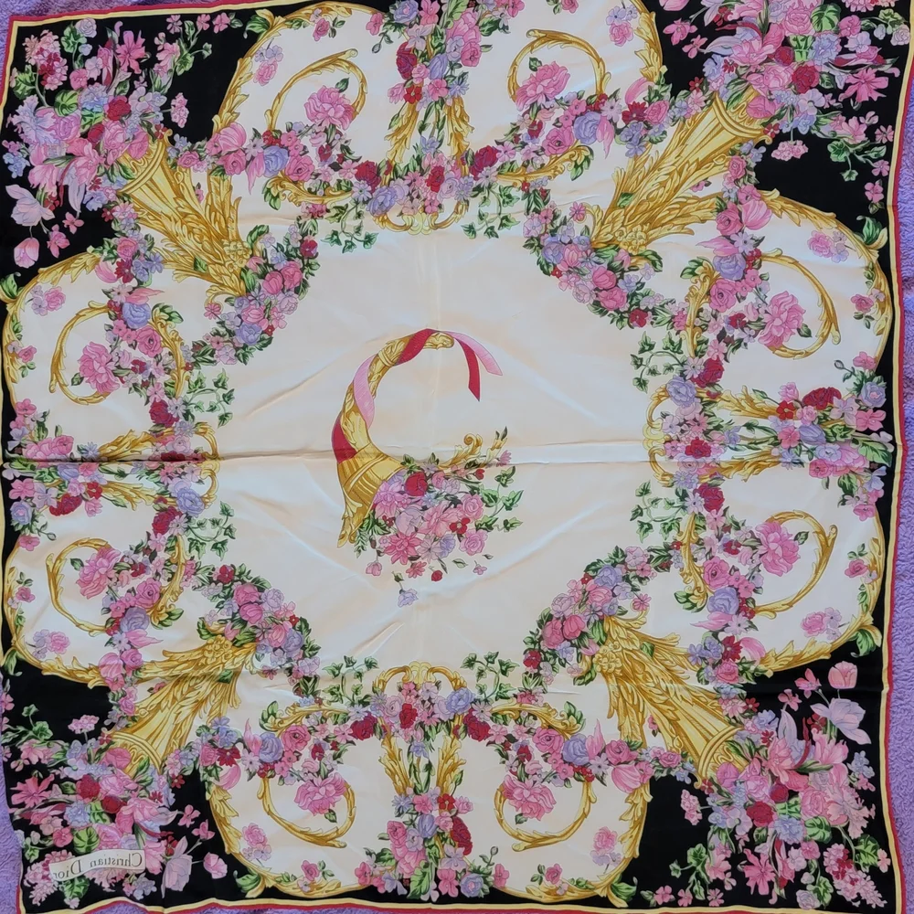 Christian Dior Floral Pattern Silk Scarf